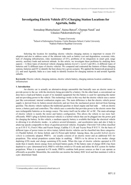 Investigating Electric Vehicle (EV) Charging Station Locations for Agartala, India