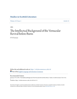 The Intellectual Background of the Vernacular Revival Before Burns