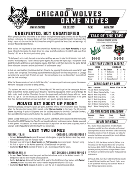 Chicaggo Wolves Game Notes