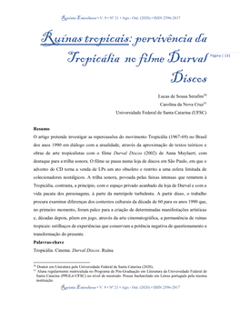Ruínas Tropicais: Pervivência Da Tropicália No Filme Durval Discos