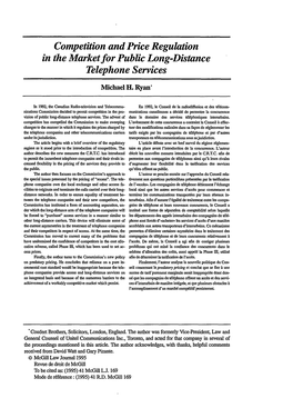 Competition and Price Regulation in the Market for Public Long-Distance Telephone Services