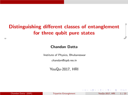 Distinguishing Different Classes of Entanglement for Three Qubit Pure States