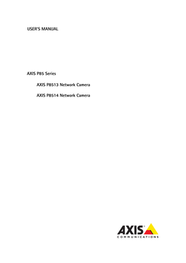 AXIS P85 Series Network Camera User's Manual Notices