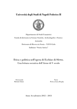 Etica E Politica Nell'opera Di Eschine Di Sfetto