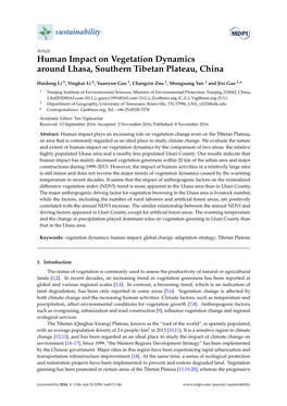 Human Impact on Vegetation Dynamics Around Lhasa, Southern Tibetan Plateau, China