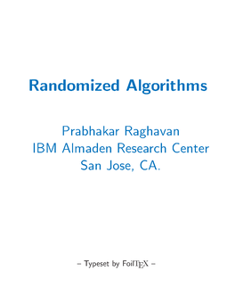 Randomized Algorithms