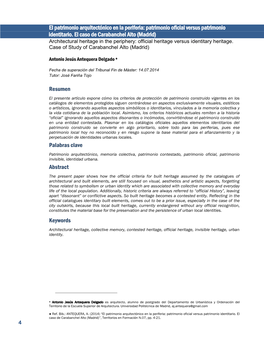 El Patrimonio Arquitectónico En La Periferia: Patrimonio Oficial Versus Patrimonio Identitario