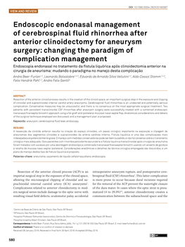 Endoscopic Endonasal Management of Cerebrospinal Fluid