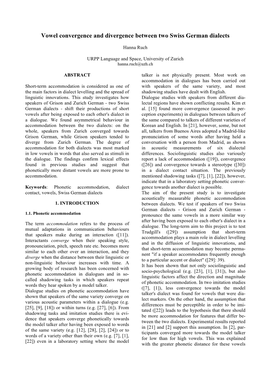 Vowel Convergence and Divergence Between Two Swiss German Dialects