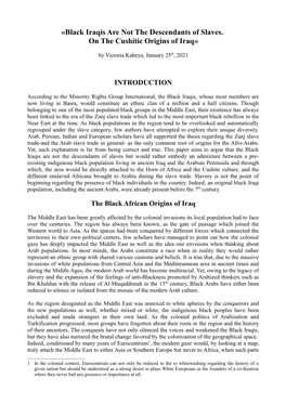 Black Iraqis Are Not the Descendants of Slaves. on the Cushitic Origins of Iraq»