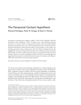 The Parasocial Contact Hypothesis Edward Schiappa, Peter B