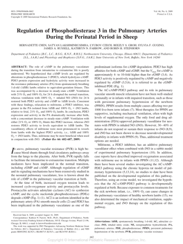 Regulation of Phosphodiesterase 3 in the Pulmonary Arteries During the Perinatal Period in Sheep