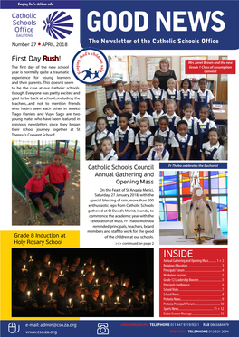 GOOD NEWS GAUTENG the Newsletter of the Catholic Schools Office Number 27 L APRIL 2018