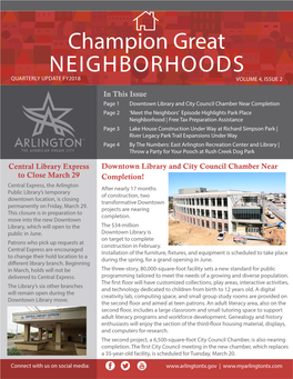 Champion Great NEIGHBORHOODS QUARTERLY UPDATE FY2018 VOLUME 4, ISSUE 2