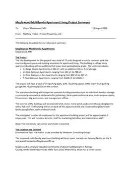 Maplewood Multifamily Apartment Living Project Summary