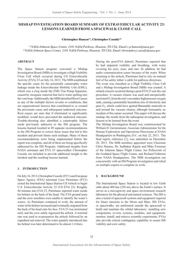 Mishap Investigation Board Summary of Extravehicular