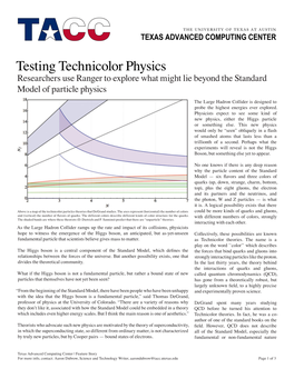 Testing Technicolor Physics