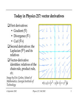 Today in Physics 217: Vector Derivatives