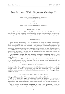 Zeta Functions of Finite Graphs and Coverings, III