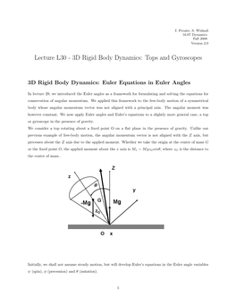 3D Rigid Body Dynamics: Tops and Gyroscopes