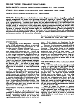 Rodent Pests in Cowmbian Agriculture