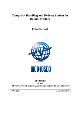 Complaint Handling and Redress System for Retail Investors