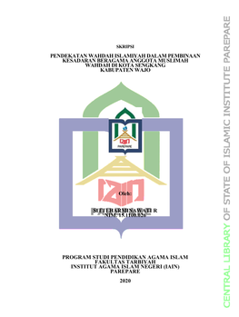 Pendekatan Wahdah Islamiyah Dalam Pembinaan Kesadaran Beragama Anggota Muslimah Wahdah Di Kota Sengkang Kabupaten Wajo