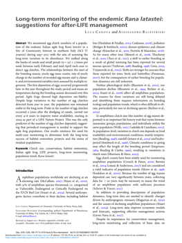 Long-Term Monitoring of the Endemic Rana Latastei: Suggestions for After-LIFE Management