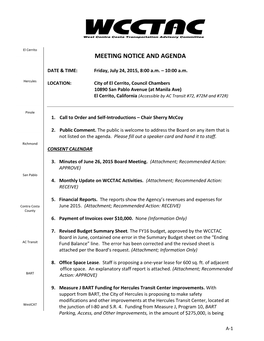 Meeting Notice and Agenda