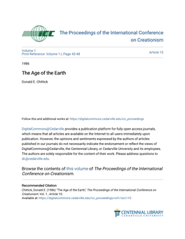 The Age of the Earth