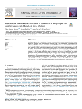 And Oropharynx-Associated Lymphoid Tissue of Sheep T ⁎ Vijay Kumar Saxenaa,B, Alejandra Diaza,C, Jean-Pierre Y