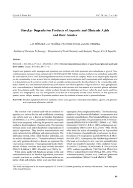 Strecker Degradation Products of Aspartic and Glutamic Acids and Their Amides