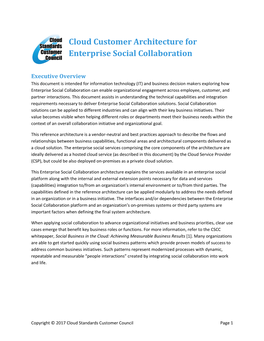 Cloud Customer Architecture for Enterprise Social Collaboration