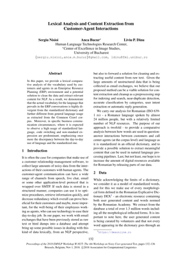 Content Extraction and Lexical Analysis from Customer-Agent Interactions