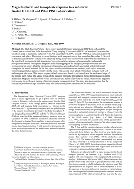 Geotail HEP-LD and Polar PIXIE Observations