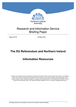 The EU Referendum and Northern Ireland: Information Resources