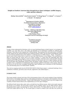 Satellite Imagery, Radar and Laser Altimetry