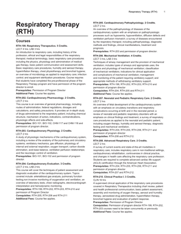 Respiratory Therapy (RTH) 1