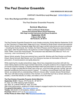 Schick Machine Press Release