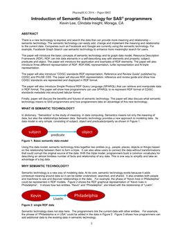 Introduction of Semantic Technology for SAS® Programmers Kevin Lee, Clindata Insight, Moraga, CA