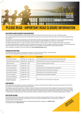 Please Read - Important Road Closure Information