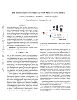 Arxiv:2011.11315V1 [Eess.AS] 23 Nov 2020 in Public Areas Due to Its Risk of Privacy Leakage