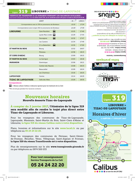 Nouveaux Horaires 05 24 24 22 20