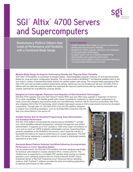 SGI® Altix® 4700 Servers and Supercomputers