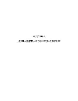 Appendix a Heritage Impact Assessment Report