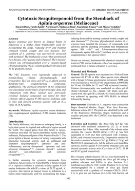 Cytotoxic Sesquiterpenoid from the Stembark of Aglaia Argentea