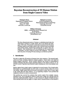 Bayesian Reconstruction of 3D Human Motion from Single-Camera Video