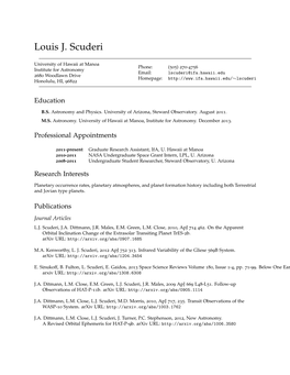 Louis J. Scuderi: Curriculum Vitae