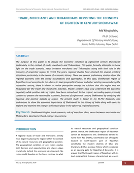 Trade, Merchants and Thikanedars: Revisiting the Economy of Eighteenth Century Shekhawati