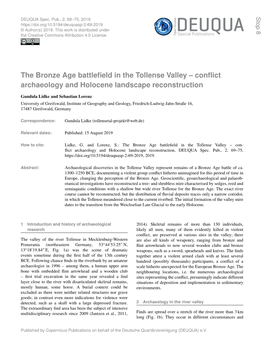 The Bronze Age Battlefield in the Tollense Valley